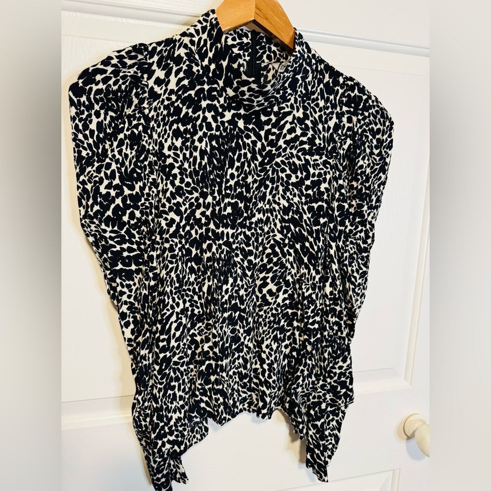 Zara Monochrome Animal Print Button Down Shirt